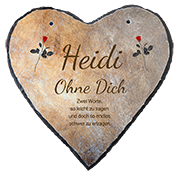 Herz - Gedenktafel aus Schiefer ca. 18x18 cm