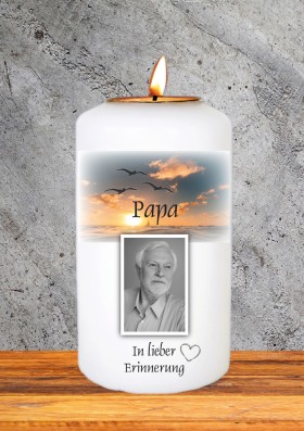 Echtwachs-Gedenkkerze mit Teelichthalter für Zuhause