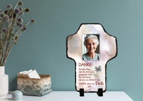 Kreuz - Gedenktafel aus Schiefer ca. 16x20 cm