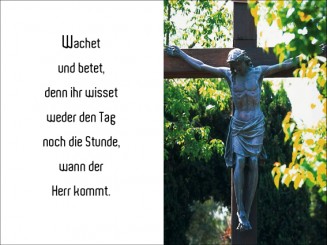 105 Sterbebild Kreuz in der Waldlichtung 