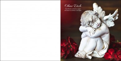 1239 Trauerkarte Quadrat 4-seitig, ohne Kuvert 