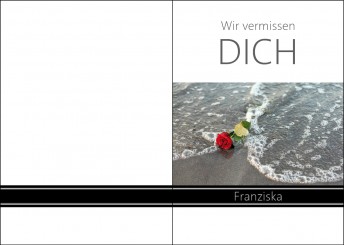 Trauerkarte "Rose im Wasser mit Trauerrand" (1417) 