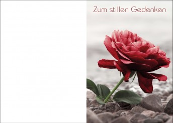 Trauerkarte "Rose auf Steinbeet" (1434) 