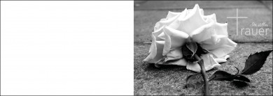 1523 Trauerkarte 4-seitig DIN A 6 Quer, ohne Kuvert 