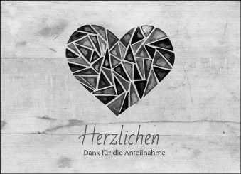 Trauerdanksagung "Modernes Herz in grau" (1675) 