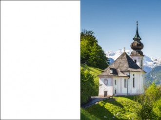 1802 Sterbebild Kirchlein in Berglandschaft 