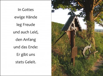 18014 Sterbebild Wegkreuz mit Ruhebank 