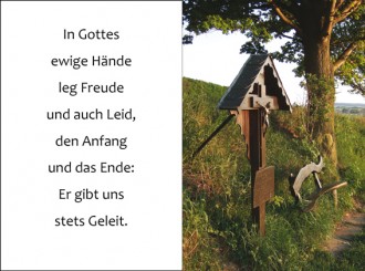 1814 Sterbebild Wegkreuz mit Ruhebank 