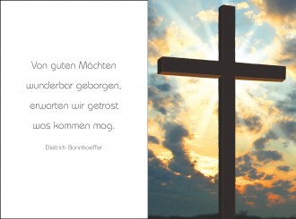 18026 Sterbebild Kreuz im Abendhimmel 