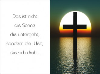 1838 Sterbebild Kreuz mit Sonnenuntergang 
