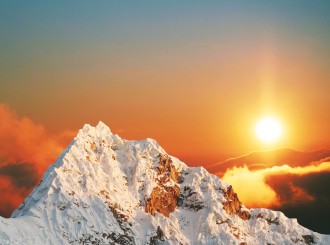 18041 Sterbebild Sonnenuntergang in den Bergen 