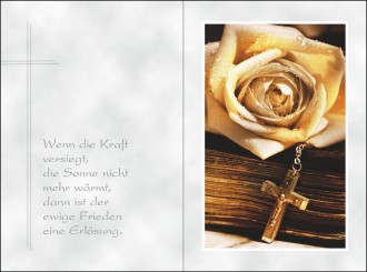 18059 Sterbebild Rose mit Rosenkranz 