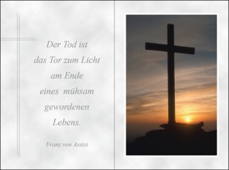 1861 Sterbebild Kreuz mit Abendstimmung 