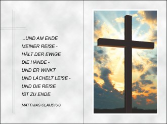 18082 Sterbebild Kreuz im Abendhimmel 