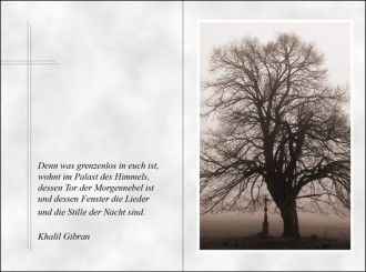 1883 Sterbebild Baum in Nebellandschaft 