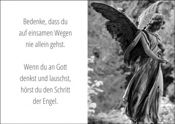 Trauerkarte "Engel schwarz-weiß" (1923) 