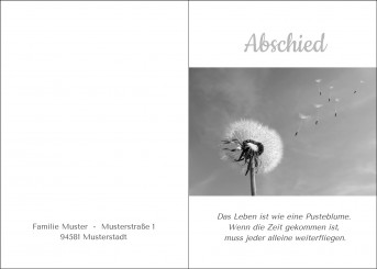200101 Trauerkarte 4-seitig DIN A 5 Hoch, ohne Kuvert 