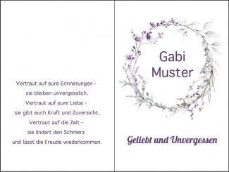 278 Sterbebild Moderner Blumenkranz 