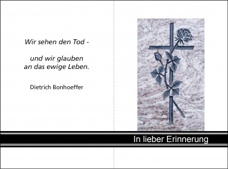 4004 Sterbebild Kreuz mit Rose 