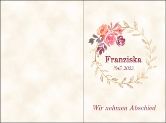 4054 Sterbebild Goldkranz mit Blumenschmuck 