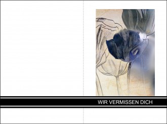 405 Sterbebild Blumen abstrakt mit Trauerrand 