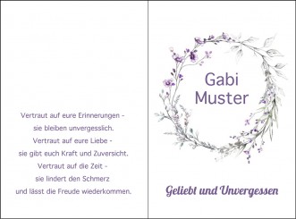 4066 Sterbebild Moderner Blumenkranz 