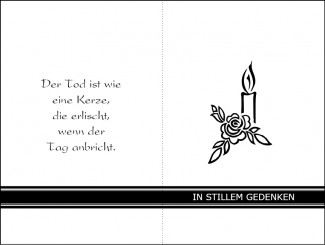 4009 Sterbebild Kerze mit Rose und Trauerrand 