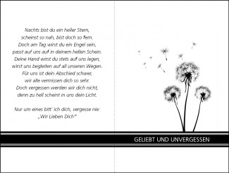 413 Sterbebild Pusteblumen mit Trauerrand 