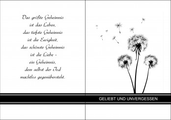 Trauerkarte "Pusteblumen mit Trauerrand" (1413) 