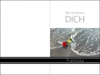 417 Sterbebild Rose im Wasser mit Trauerrand 