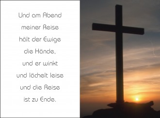 7009 Sterbebild Kreuz mit Abendstimmung 