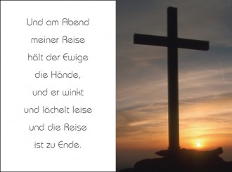 709 Sterbebild Kreuz mit Abendstimmung 