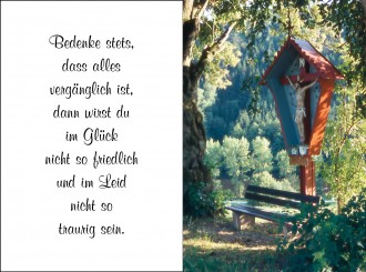7017 Sterbebild Wegkreuz mit Ruhebank 
