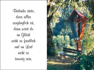 717 Sterbebild Wegkreuz mit Ruhebank 