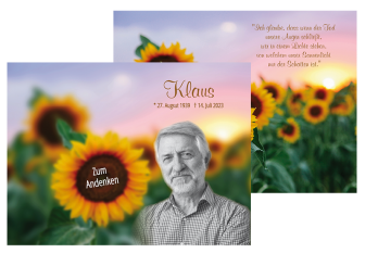 Sterbebild Sonnenblumenfeld 