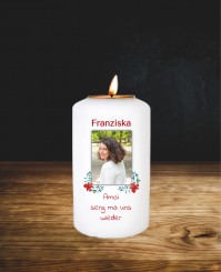 Blumen handgezeichnet ➥ Gedenkkerze mit Teelichthalter 