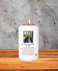 Das eine Blatt allein ➥ Gedenkkerze mit Teelichthalter 