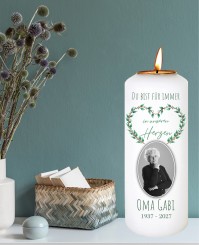 Gedenkkerze ➥ Eukalyptusherz 