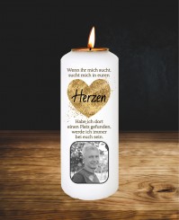 Gedenkkerze ➥ Goldenes Herz 