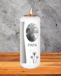 Gedenkkerze ➥ Rahmen mit Pusteblume 