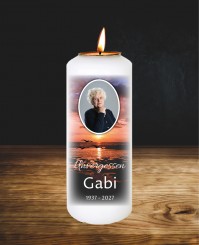 Gedenkkerze ➥ Sonnenuntergang am Meer 