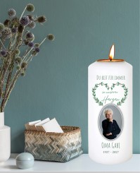 Gedenkkerze ➥ Eukalyptusherz 