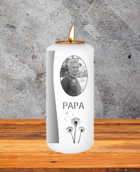 Gedenkkerze ➥ Rahmen mit Pusteblume 