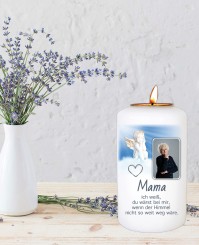 Himmel ➥ Gedenkkerze mit Teelichthalter 