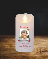 LED Blumen handgezeichnet Echtwachs-Gedenkkerze 