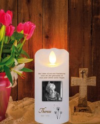 LED Pusteblumen Echtwachs-Gedenkkerze 