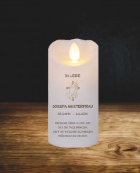 LED betende Hand mit Kreuz Gedenkkerze 