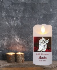 LED Engel Echtwachs-Gedenkkerze 