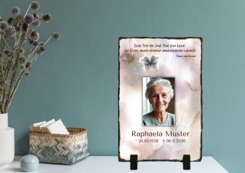 GEDENKSCHIEFERTAFEL Aquarell hoch ➥ Hochwertige Ausführung! 