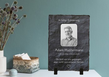 GEDENKSCHIEFERTAFEL Schwarz hoch ➥ Hochwertige Ausführung! 